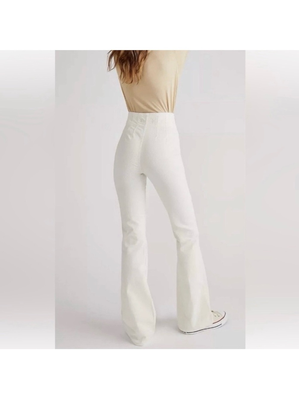 Free People We The Free Kiera Pull-On Flare White Pant Boho Western Retro NWT
